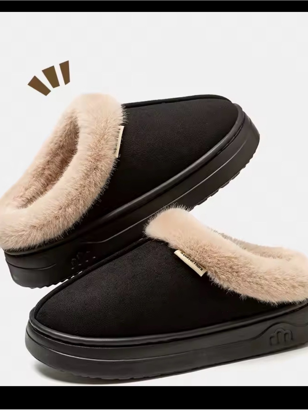 Cozy Faux-Fur Lined Slip-On Clog - Black